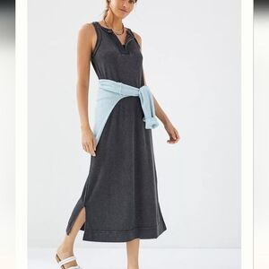 Anthropologie Saterday Sunday Henley Midi Dress Size Sm V-neck Tank Side Slits